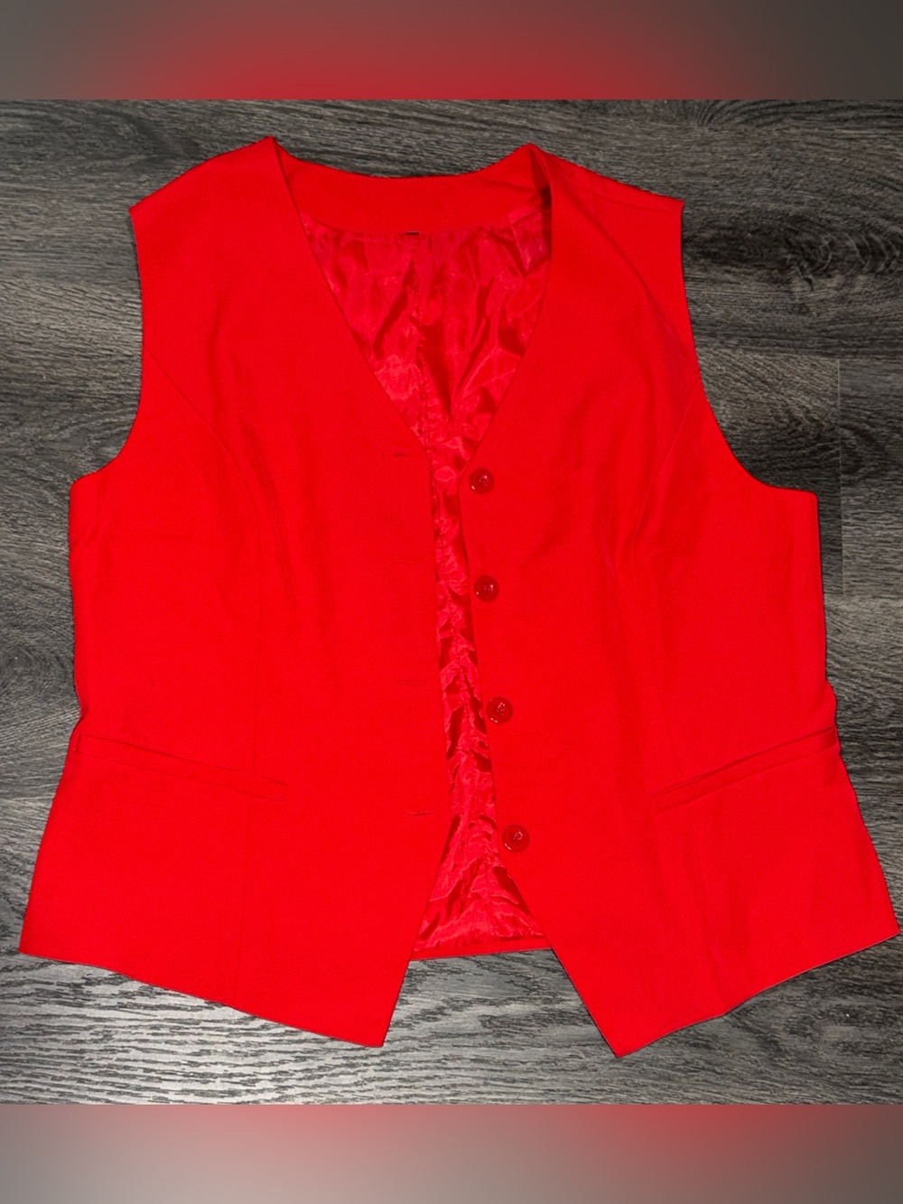 Vibrant Red Women's Button Vest